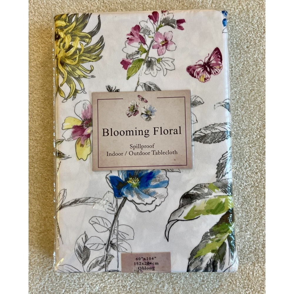 Benson Mills Blooming Floral 60x104  Oblong  Tablecloth Treated Polyester